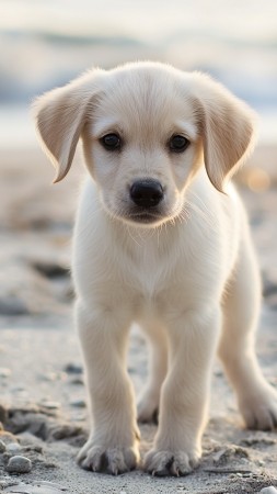 Dog wallpaper, pet, sea, background for mobile wallpaper (vertical)