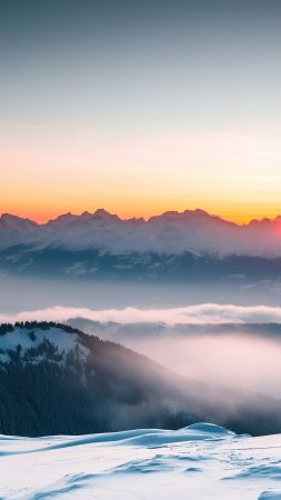 mountains wallpaper, snow-capped peaks, breathtaking scenery, background for mobile wallpaper (vertical)