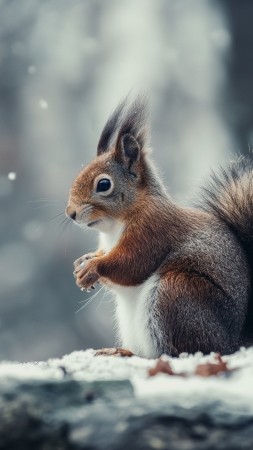 squirrel wallpaper, cute creatures, fluffy, background for mobile wallpaper (vertical)