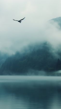 eagle wallpaper, mountains, soaring, background for mobile wallpaper (vertical)