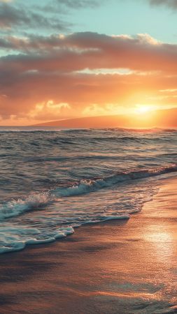 Hawaii wallpaper, sunset, sky, background for mobile wallpaper (vertical)