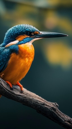 kingfisher wallpaper, aquatic creature, 4k resolution, background for mobile wallpaper (vertical)