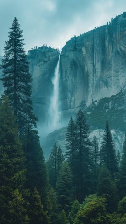 Yosemite wallpaper, nature, forest, background for mobile wallpaper (vertical)