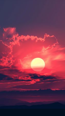 Sunset wallpaper, vibrant colors, picturesque view, background for mobile wallpaper (vertical)