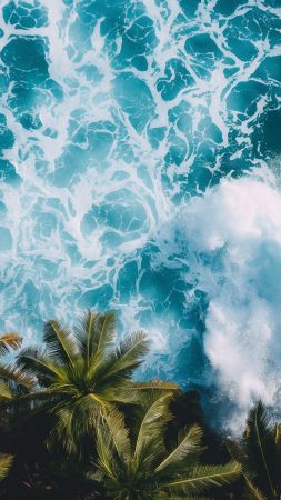 ocean wallpaper, tropical, coastline, background for mobile wallpaper (vertical)