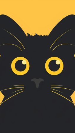 cat wallpaper, black cat, dark fur, background for mobile wallpaper (vertical)