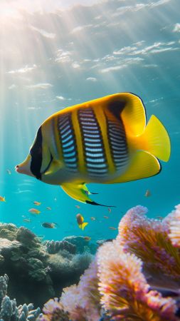 fish wallpaper, sea, marine life, background for mobile wallpaper (vertical)