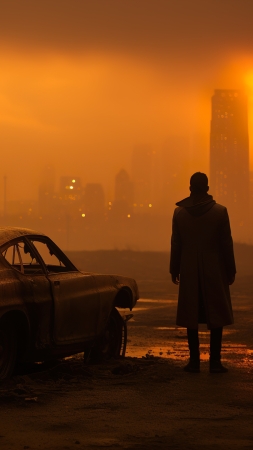 wasteland wallpaper, twilight, sunset, background for mobile wallpaper (vertical)