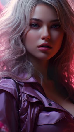 girl wallpaper, floral, vibrant, background for mobile wallpaper (vertical)