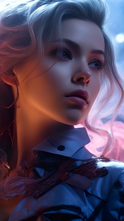 girl wallpaper, neon, vibrant, background for mobile wallpaper (vertical)