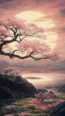 Windows 11 wallpaper, twilight, sunset, background for mobile wallpaper (vertical)