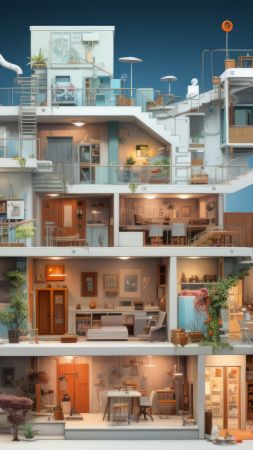 apartment wallpaper, flat, dwelling, background for mobile wallpaper (vertical)