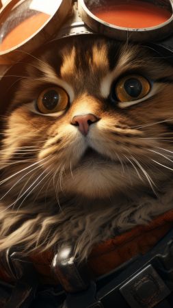 cat wallpaper, cosmic, outer space, background for mobile wallpaper (vertical)
