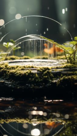 forest wallpaper, stream, peaks, background for mobile wallpaper (vertical)