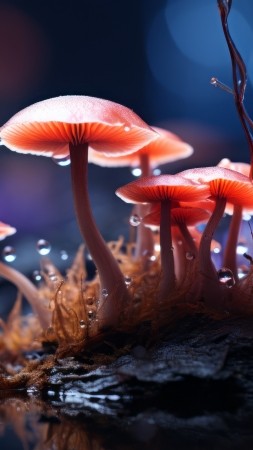 mushrooms wallpaper, toadstools, spores, background for mobile wallpaper (vertical)