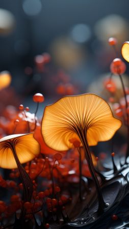 mushrooms wallpaper, wild mushrooms, mycology, background for mobile wallpaper (vertical)