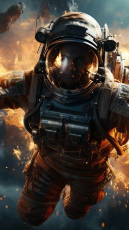 cosmonaut wallpaper, user avatar, high resolution, background for mobile wallpaper (vertical)