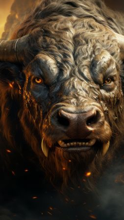 bull wallpaper, user profile, avatar image, background for mobile wallpaper (vertical)