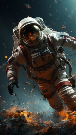 cosmonaut wallpaper, avatar, cosmic, background for mobile wallpaper (vertical)