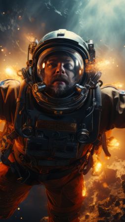 cosmonaut wallpaper, space exploration, cosmic, background for mobile wallpaper (vertical)