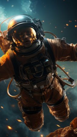 cosmonaut wallpaper, outer space, space exploration, background for mobile wallpaper (vertical)