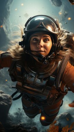 girl wallpaper, cosmic, space, background for mobile wallpaper (vertical)