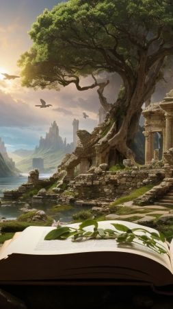 castle wallpaper, enchanted, landscape, background for mobile wallpaper (vertical)