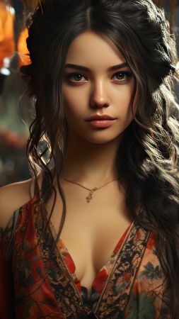 anime girl wallpaper, fantasy warrior, epic battle, background for mobile wallpaper (vertical)