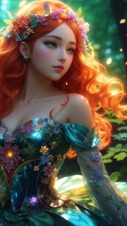 anime girl wallpaper, enchanted forest, woodland scenery, background for mobile wallpaper (vertical)