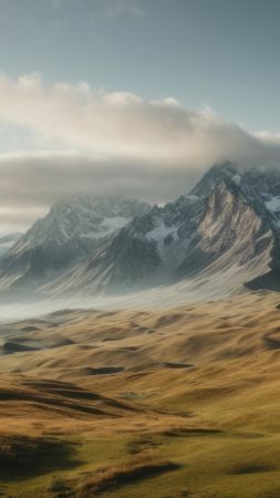 mountains wallpaper, alpine landscape, serene valley, background for mobile wallpaper (vertical)
