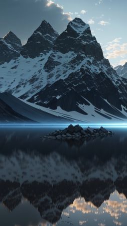 mountains wallpaper, tranquil waters, nature landscape, background for mobile wallpaper (vertical)