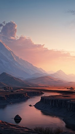 forest wallpaper, mountain range, scenic view, background for mobile wallpaper (vertical)