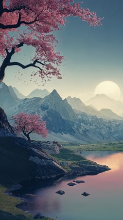 lake wallpaper, nature, landscape, background for mobile wallpaper (vertical)