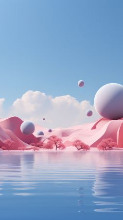 lake wallpaper, serene landscape, nature escape, background for mobile wallpaper (vertical)