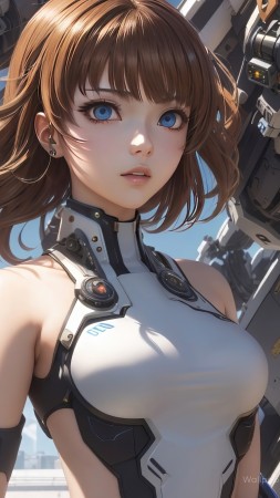 anime girl wallpaper, robotic, sci-fi, background for mobile wallpaper (vertical)
