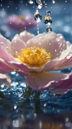 flowers wallpaper, windows, fresh moisture, background for mobile wallpaper (vertical)