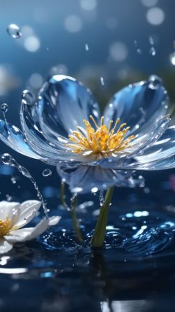 flowers wallpaper, rain, nature, background for mobile wallpaper (vertical)