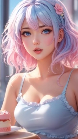 anime girl wallpaper, cafe, bakery, background for mobile wallpaper (vertical)