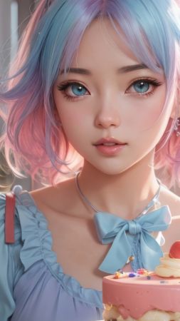 anime girl wallpaper, sweet treat, bakery, background for mobile wallpaper (vertical)