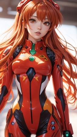 anime girl wallpaper, red hair, digital art, background for mobile wallpaper (vertical)