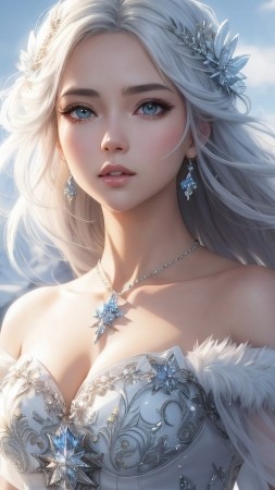 anime girl wallpaper, snowy landscape, anime character, background for mobile wallpaper (vertical)