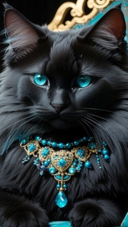 cat wallpaper, black cat, pet, background for mobile wallpaper (vertical)