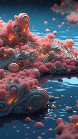 balls wallpaper, water, liquid, background for mobile wallpaper (vertical)