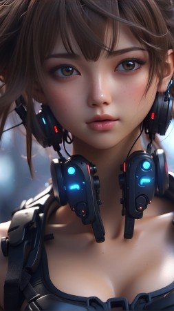 anime girl wallpaper, neon lights, sci-fi, background for mobile wallpaper (vertical)