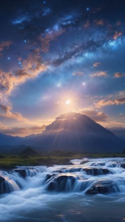 river wallpaper, mountains, landscape, background for mobile wallpaper (vertical)