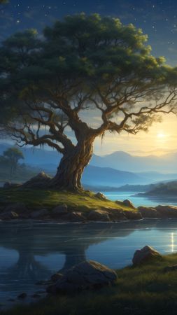 Windows 12 wallpaper, sunset, wilderness, background for mobile wallpaper (vertical)