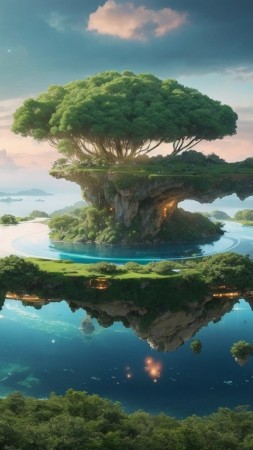 lake wallpaper, trees, reflection, background for mobile wallpaper (vertical)