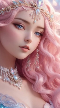 Anime girl wallpaper, cute, pastel colors, background for mobile wallpaper (vertical)