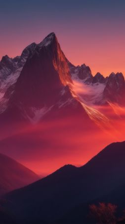 mountains wallpaper, sunset, landscape, background for mobile wallpaper (vertical)