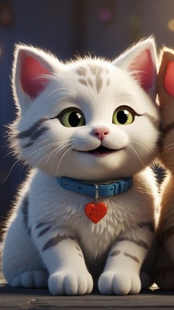 cats wallpaper, cuddle, sweet, background for mobile wallpaper (vertical)